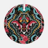 インディアンフローラ:ヴィンテージシームレス壁紙。 ガラスオーナメント (裏面)