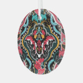 インディアンフローラ:ヴィンテージシームレス壁紙。 ガラスオーナメント (正面左)