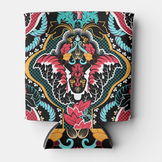 インディアンフローラ:ヴィンテージシームレス壁紙。 缶クーラー (正面)