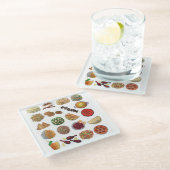 インディアンフーズ料理インドイラストレーション ガラスコースター (アングル)