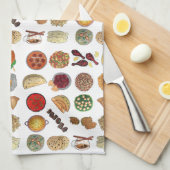 インディアンフーズ料理インドイラストレーション キッチンタオル (四つ折り)