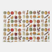 インディアンフーズ料理インドイラストレーション キッチンタオル (横)