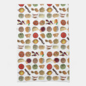 インディアンフーズ料理インドイラストレーション キッチンタオル (縦)