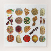 インディアンフーズ料理インドイラストレーション ジグソーパズル (横)