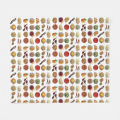 インディアンフーズ料理インドイラストレーション フリースブランケット (正面(横))