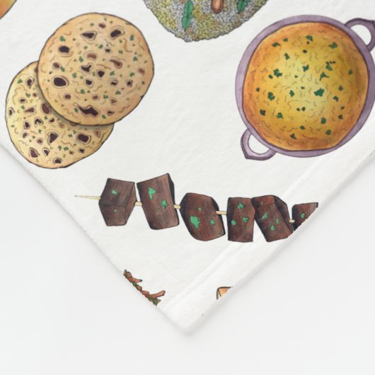 インディアンフーズ料理インドイラストレーション フリースブランケット (角)