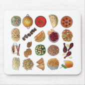 インディアンフーズ料理インドイラストレーション マウスパッド (正面)
