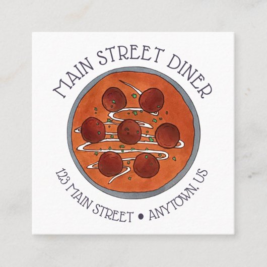 インディアンフードキュイジーヌマライコフタベジタリアン皿 スクエア名刺 (正面)