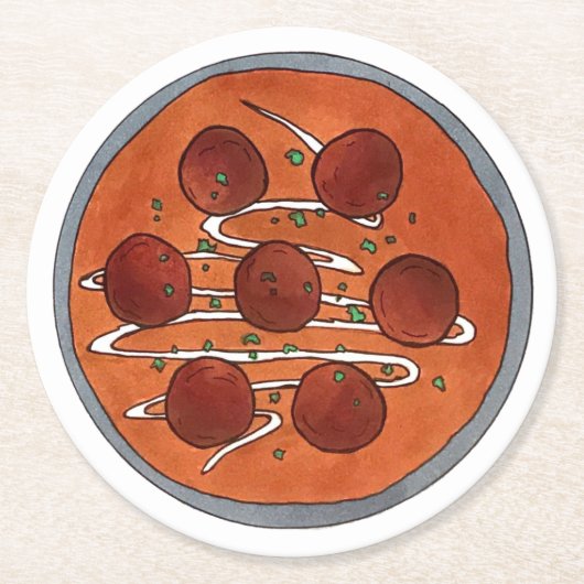 インディアンフードキュイジーヌマライコフタベジタリアン皿 ラウンドペーパーコースター (正面)