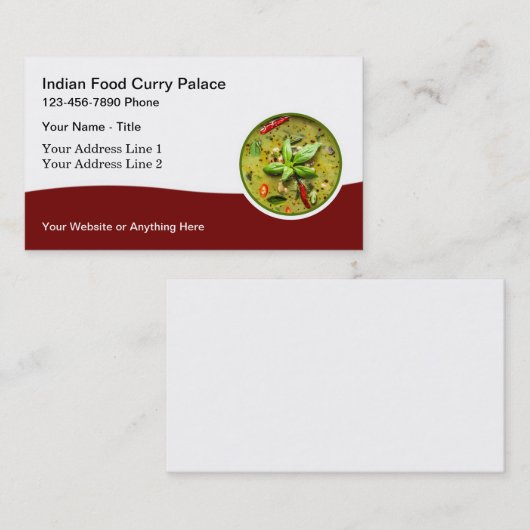 インディアンフードレストラン料理の名刺 名刺 (正面/裏面)