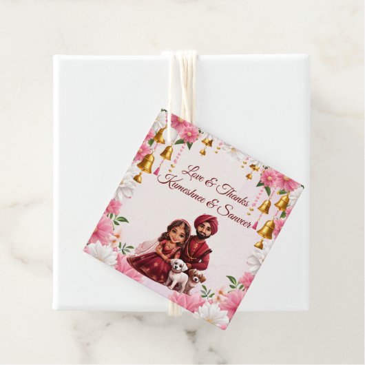 インディアンブライダルカップルと犬の風刺好き フェイバータグ (インサイチュ)