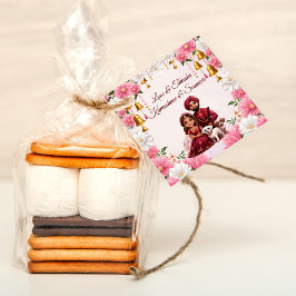 インディアンブライダルカップルと犬の風刺好き フェイバータグ