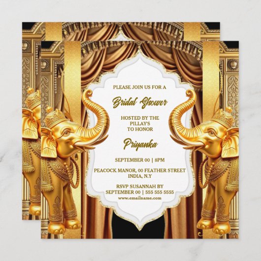 インディアンブライダルシャワーゴールデンエレファントラージドレープ シーズンカード (正面/裏面)