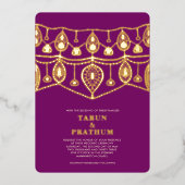 インディアンブライダル宝石実在金箔招待状 箔招待状 (正面)
