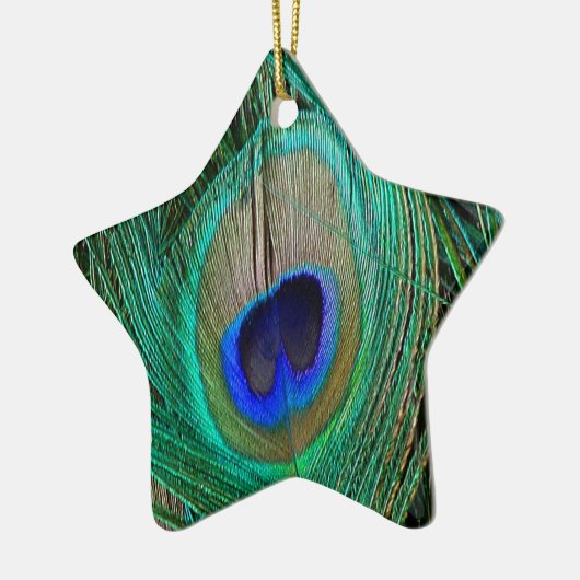 インディアンブルーピーコックフェザースターオーナメント セラミックオーナメント (左)