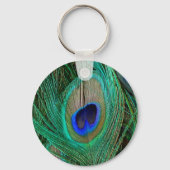インディアンブルーピーコックフェザー キーホルダー (正面)