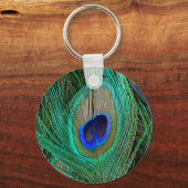 インディアンブルーピーコックフェザー キーホルダー (正面)