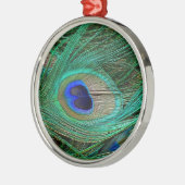 インディアンブルーピーコックフェザー メタルオーナメント (左)