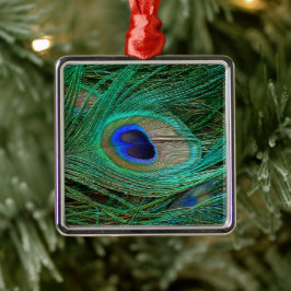 インディアンブルーピーコックフェザー メタルオーナメント