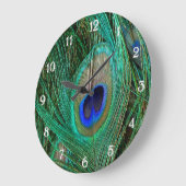 インディアンブルーピーコックフェザー ラージ壁時計 (傾斜)