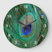 インディアンブルーピーコックフェザー ラージ壁時計 (正面)