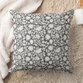 インディアンブロックインスパイアプリントダークグレー枕 クッション (ブランケット)