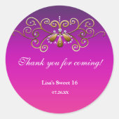 インディアンプリンセスパープルピンク金ゴールドラベルシール ラウンドシール (正面)