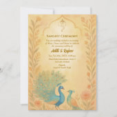 インディアンプレ結婚ーのサンゲットセレモニーピーコックフローラ 招待状 (正面)