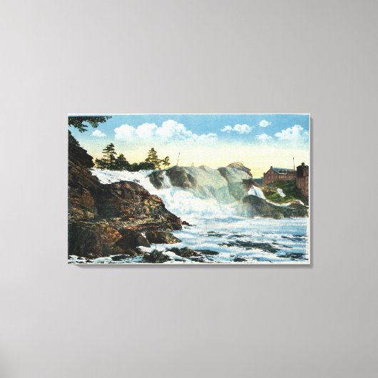 インディアンヘッドと滝ビューの老人 キャンバスプリント (正面)