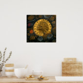 インディアンヘッド金ゴールド$5ハーフイーグル油オンgesso ポスター (キッチン)