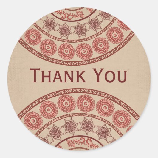 インディアンヘナ結婚・メンディのオーバルステッカー ラウンドシール (正面)