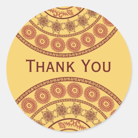 インディアンヘナ結婚・メンディのオーバルステッカー ラウンドシール (正面)