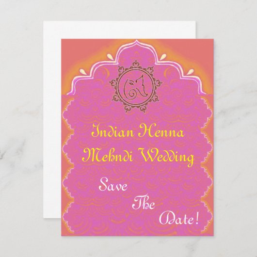 インディアンヘンナメンディ結婚ーズ セーブザデート (正面/裏面)