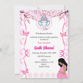 インディアンベビーシャワーゴッドバライヒンズーピンク 招待状 (正面)