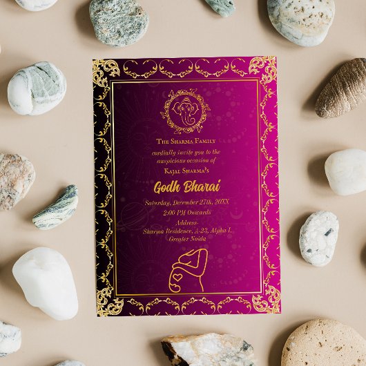 インディアンベビーシャワーゴッドバライヒンズー 招待状