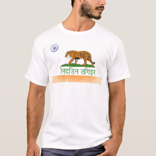 インディアンベンガルタイガー-インドとカリフォルニアフラッグ Tシャツ