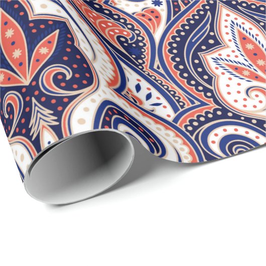 インディアンペイズリーパターンシームレス。ペルシャのアラベスク ラッピングペーパー (ロールコーナー)