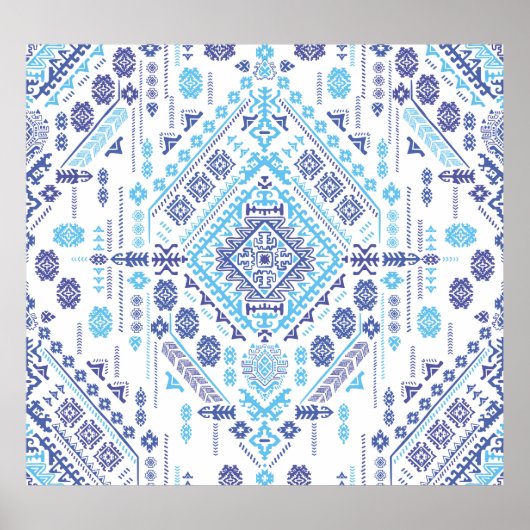 インディアンペイズリーラグ、民族曼荼羅のパターン。 ポスター (正面)