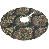 インディアンペイズリー、ジオメトリックな黒の背景 ブラッシュドポリエステルツリースカート (アングル)