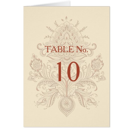 インディアンペイズリー – テーブル番号カード (正面)
