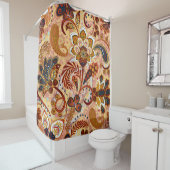 インディアンペイズリー:フローラヴィンテージブラウン シャワーカーテン (インサイチュ)