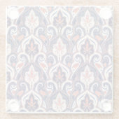 インディアンペイズリー:フローラMedalionシームレス。 ガラスコースター (裏面)