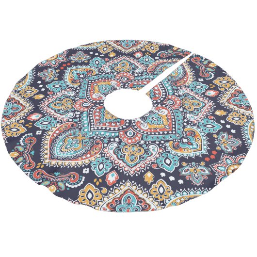 インディアンペイズリー:民族曼荼羅模様 ブラッシュドポリエステルツリースカート (アングル)