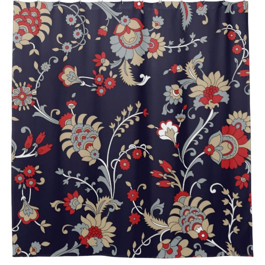 インディアンペイズリー、海軍の背伝統的景、. シャワーカーテン (正面)