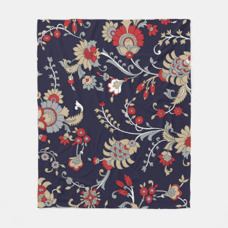 インディアンペイズリー、海軍の背伝統的景、. フリースブランケット