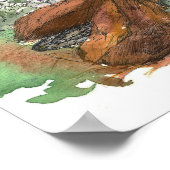 インディアンペイントブラシ花砂漠の風景 ポスター (角)