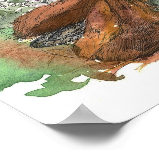 インディアンペイントブラシ花砂漠の風景 ポスター (角)