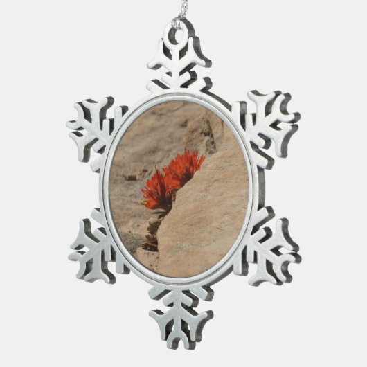 インディアンペイントブラシin岩アットジオン スノーフレークピューターオーナメント (右)