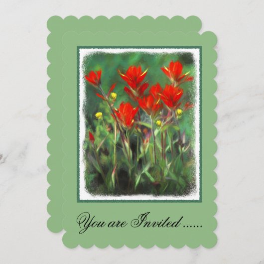 インディアンペイン絵画トブラシ-オリジナルフラワーアート 招待状 (正面/裏面)