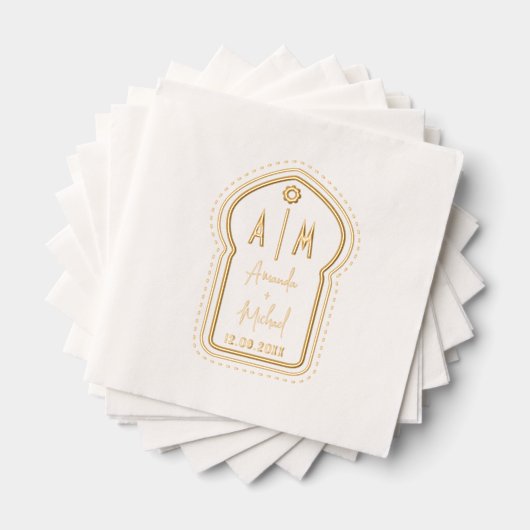 インディアンホイルは、モノグラムとナプキンを押した。 箔ナプキン (インサイチュ (積み重ね))